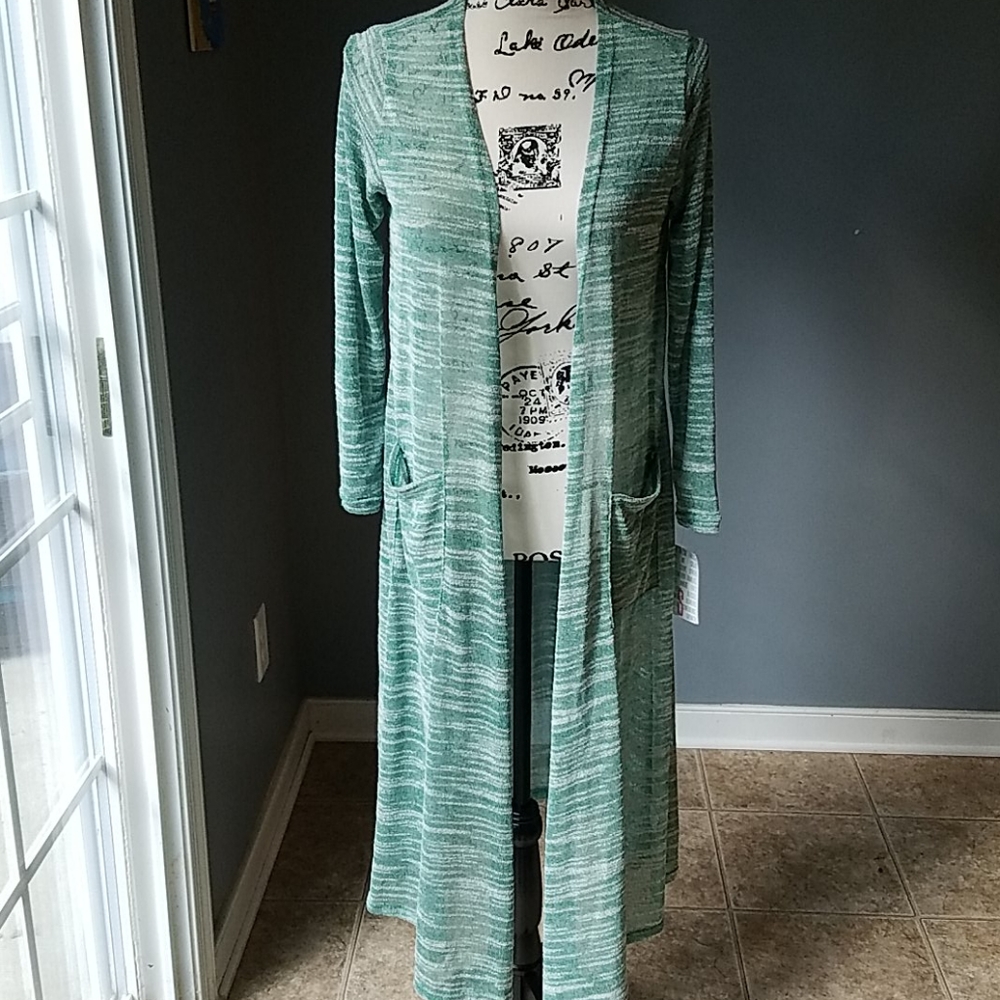 LuLaRoe Sarah Cardigan Long Sz M NWT green - Picture 1 of 7